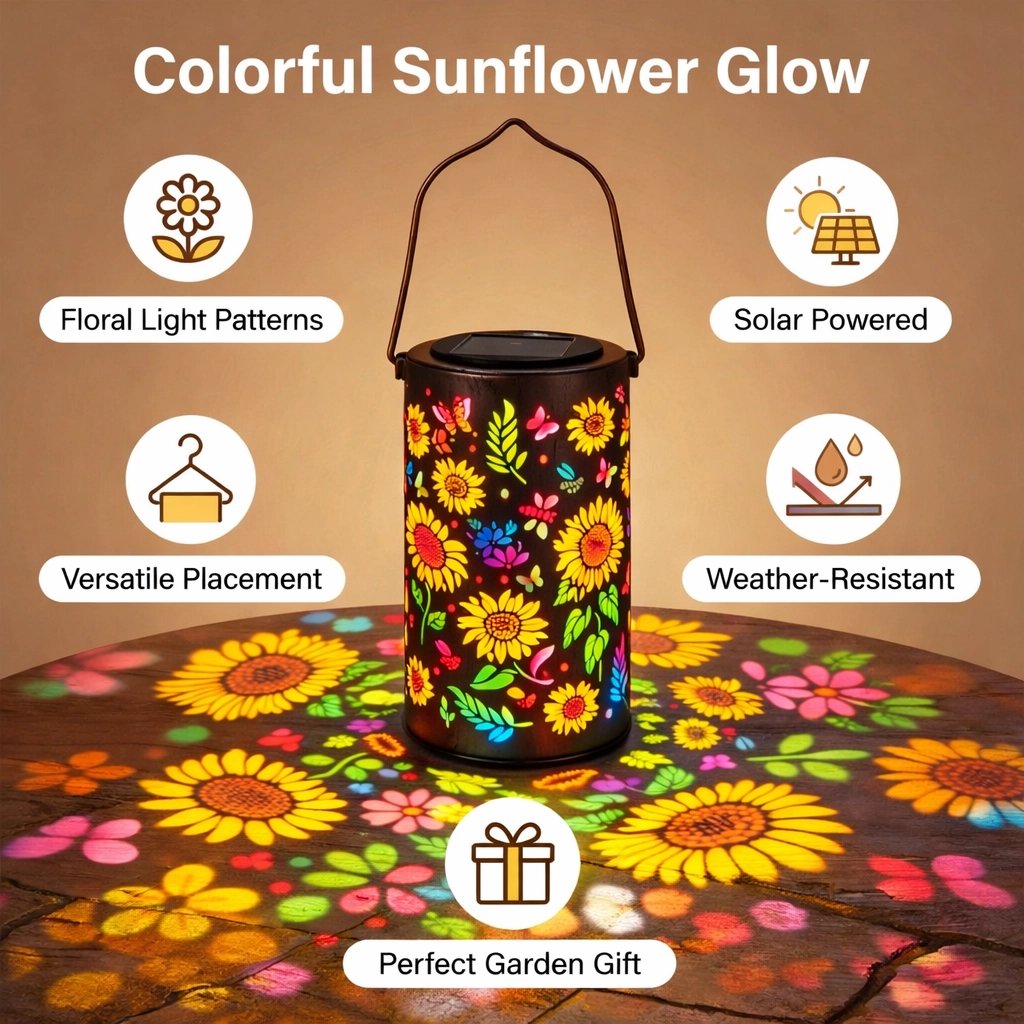 ๐ฅณ2026 HOT SALE๐ฅณ๐50K+ SOLD!๐ผ๐ 50% OFF! Solar-Powered Sunflower Lantern โ Warm glow, floral cutouts. IP55 waterproof, works rain or shine. Adds charm to any outdoor space. A lovely gift idea. ๐๐ต๏ธ