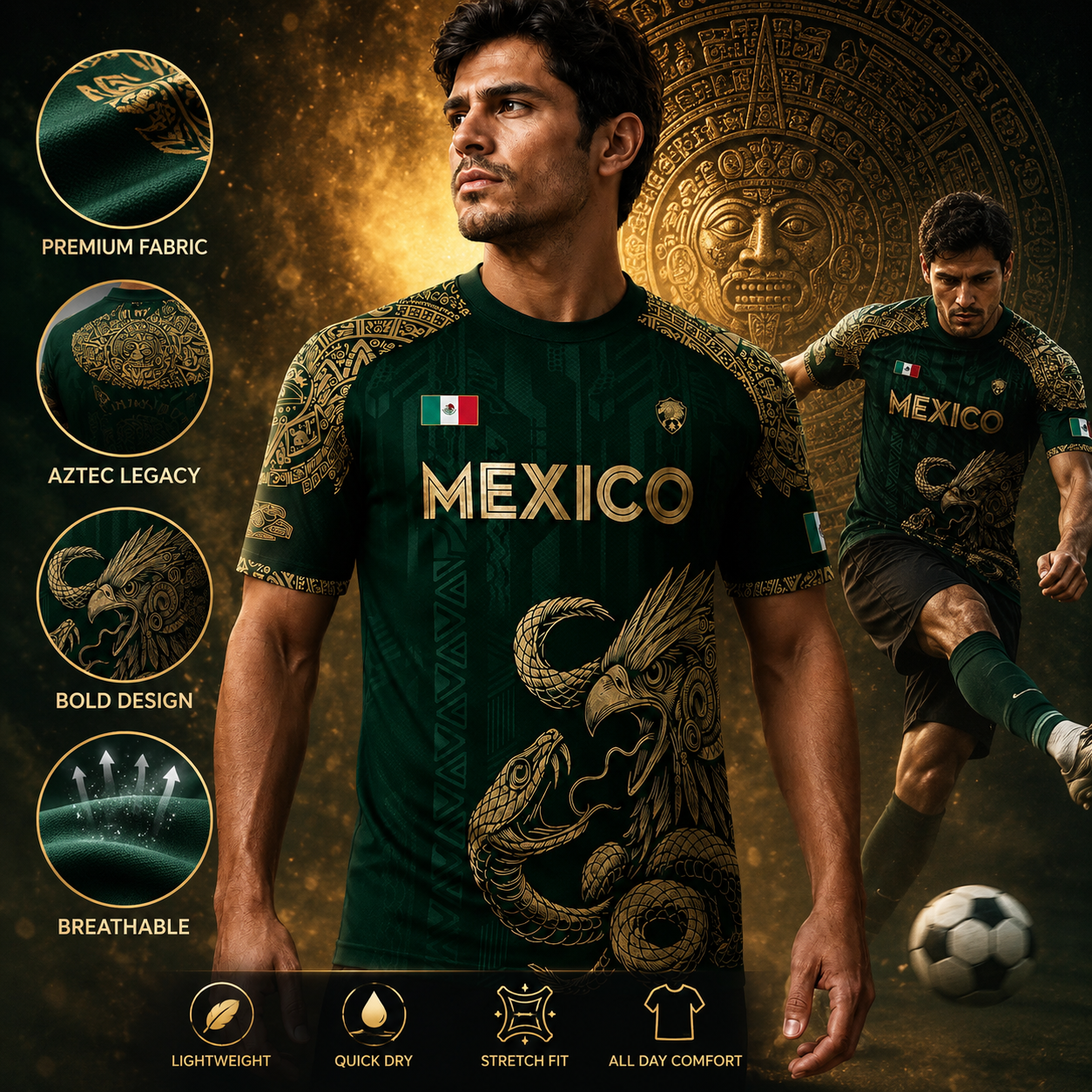 ⚽️ Mexico Aztec Eagle & Serpent Soccer Jersey