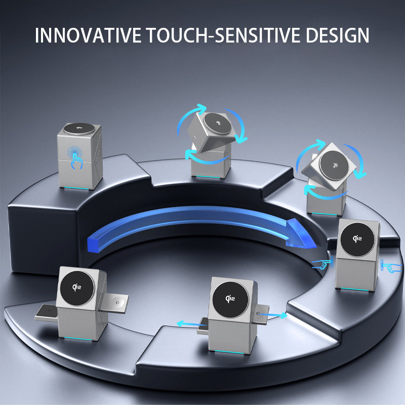 📱 3-in-1 Foldable Magnetic Charging Station – Perfect for Home, Work & Travel ✨ | 15W Fast Charging, Multi-Device & Compact!📱⌚