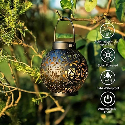 🥳2026 HOT SALE🥳💞50K+ SOLD!🌙🌿 50% OFF! Solar Pendant Lanterns – Intricate floral cut-outs cast beautiful shadows. Metal, IP55 waterproof. Auto on/off, zero electricity. Magical garden glow. 🏡✨