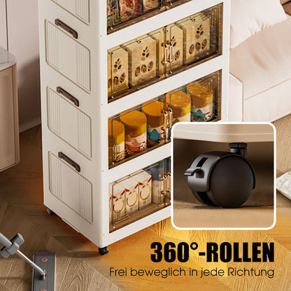 Foldable Storage Box With Lid, 1-5 layers of holders with wheels for kitchen, bedroom, bathroom, warehouse, kitchen, home storage, stackable organizer🗄️