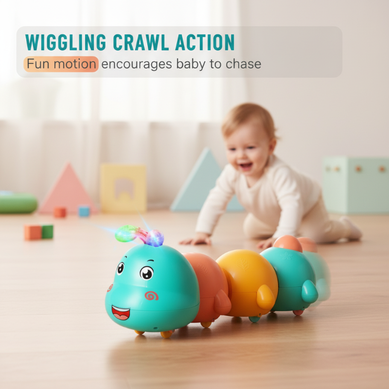 Electric Wiggling Caterpillar Baby Toy with Light